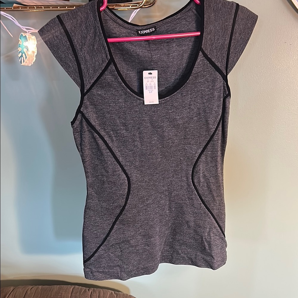 Express Gray Fitted Tank Top
